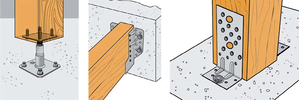 mocowanie legarów do betonu schemat metody kołki klej