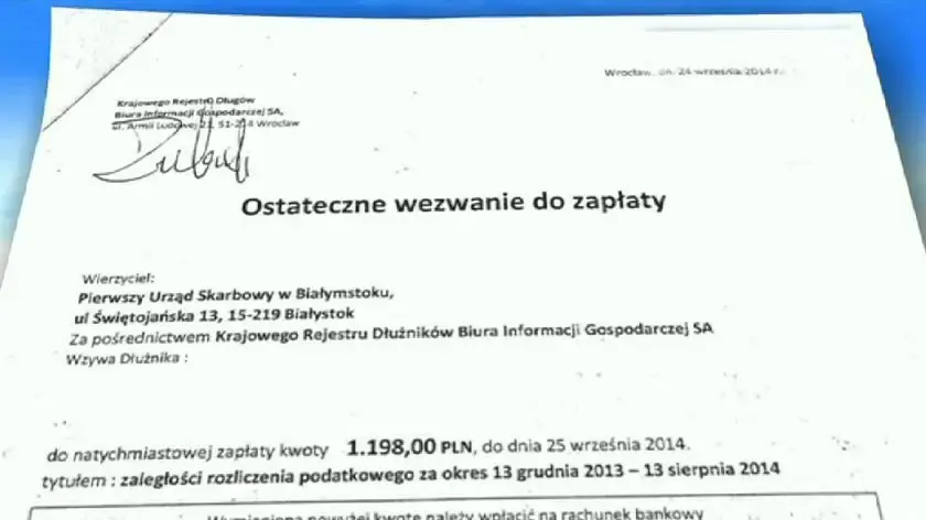 Urząd skarbowy pismo, wezwanie do zapłaty, konsekwencje podatkowe