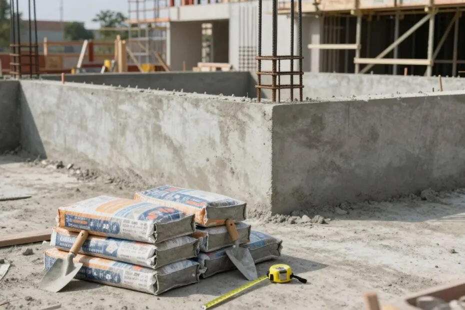 zapas betonu na budowie