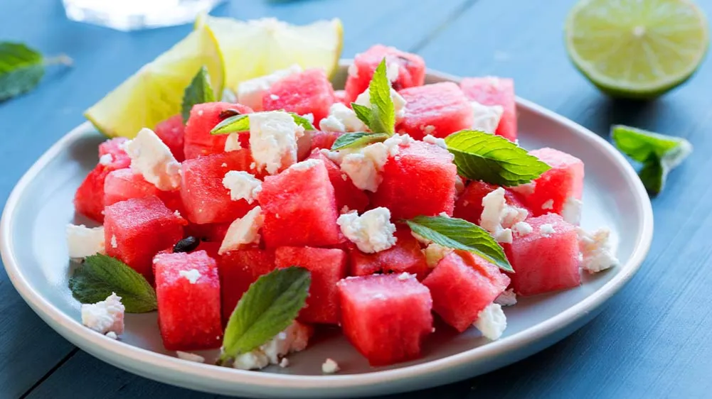 Wassermelone Feta Salat Zutaten