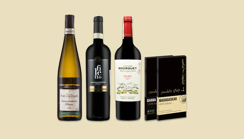 butelki wina czekoladowego różnych marek