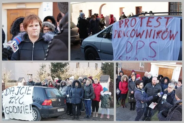 pracownicy dps protestują