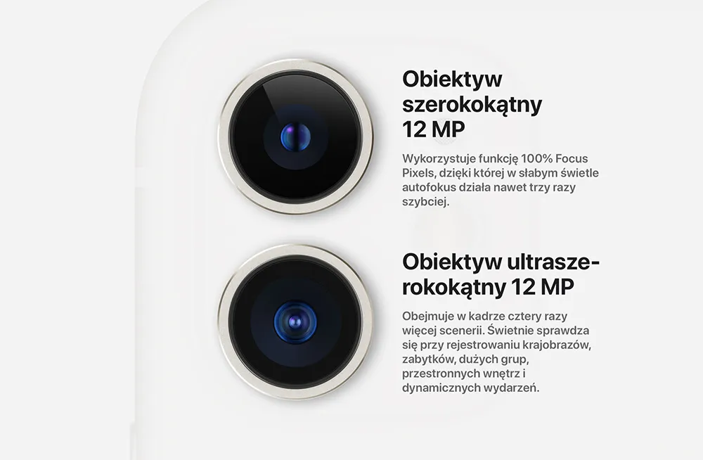 iPhone 11 tylny aparat szerokokątny ultraszerokokątny