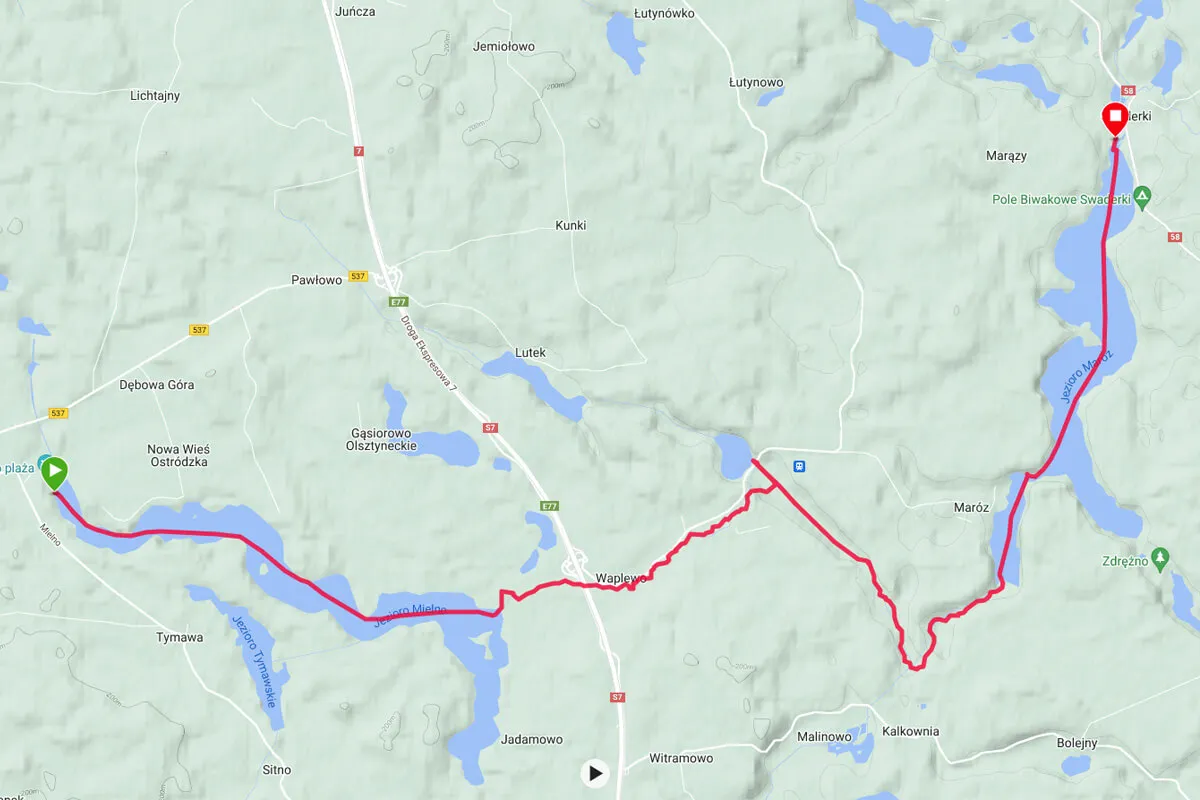 spływ kajakowy marózka trasy mapa