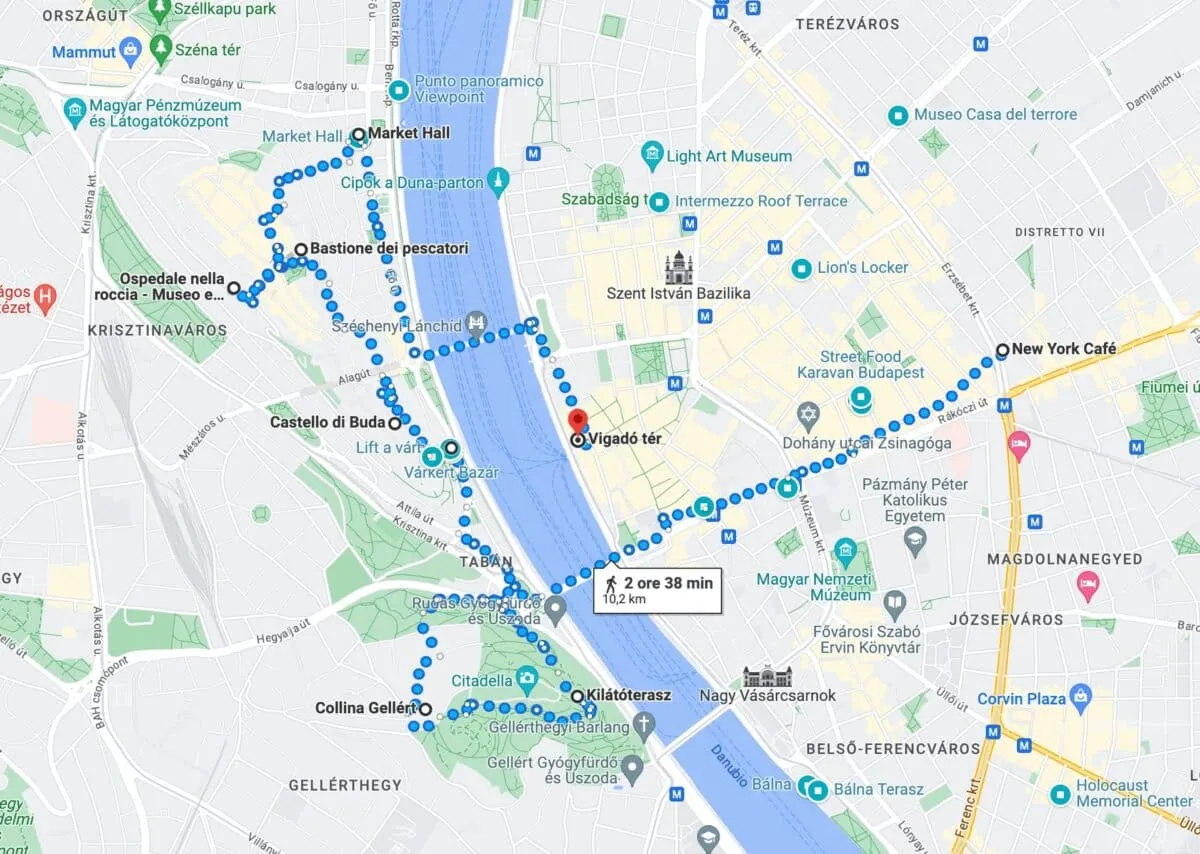Mappa attrazioni Buda Budapest