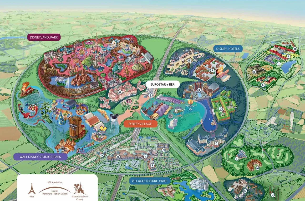 Mappa Disneyland Paris con attrazioni principali