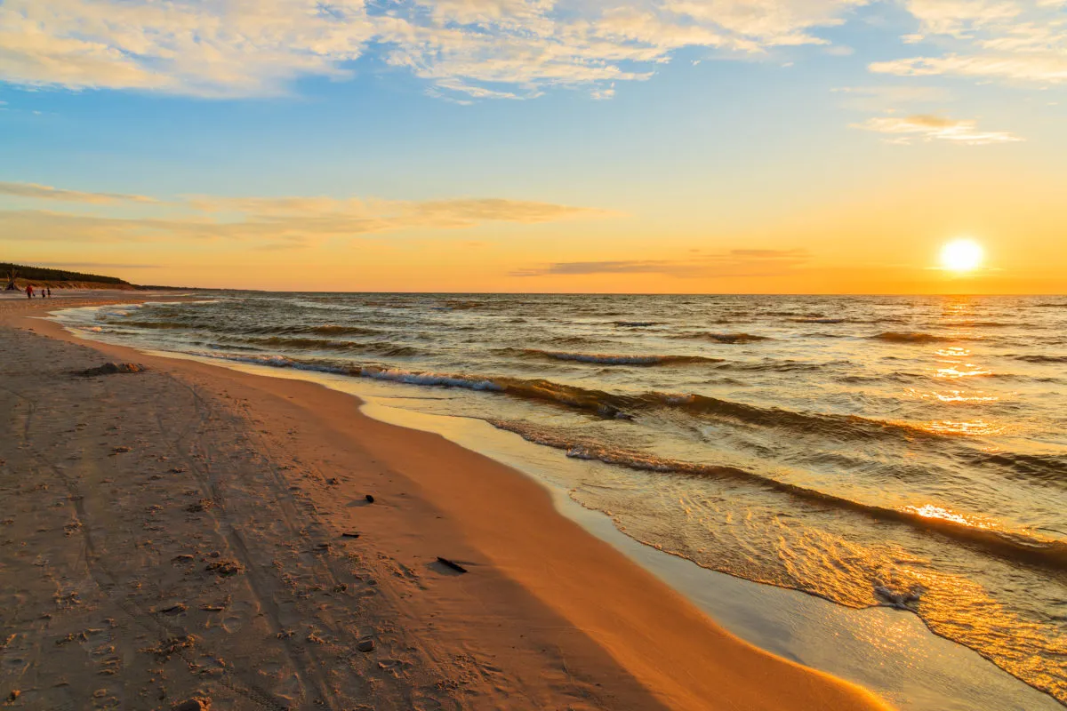 zach&oacute;d słońca Bałtyk ruchome wydmy Łeba