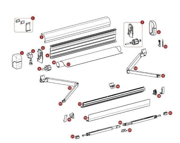 budowa mechanizmu korbowego markizy