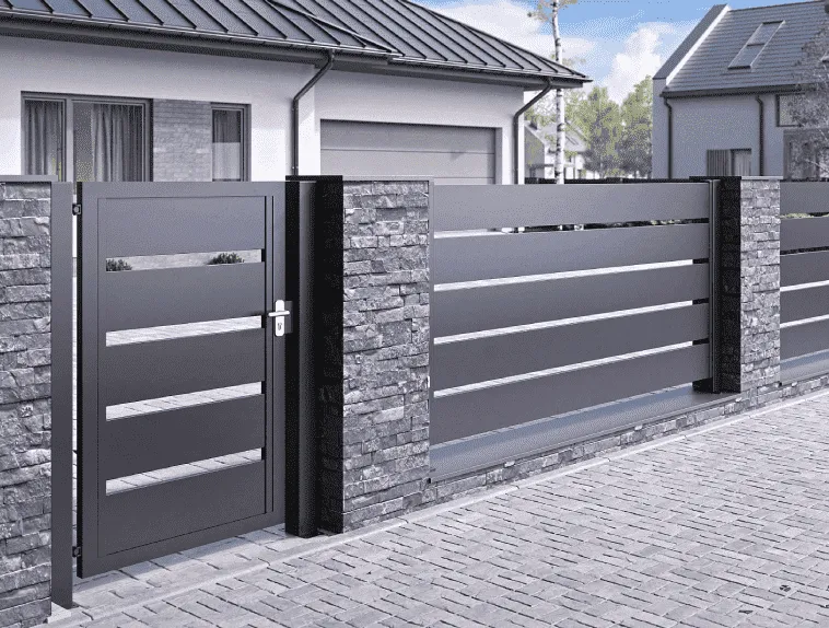 ogrodzenie panelowe grafitowe nowoczesny dom