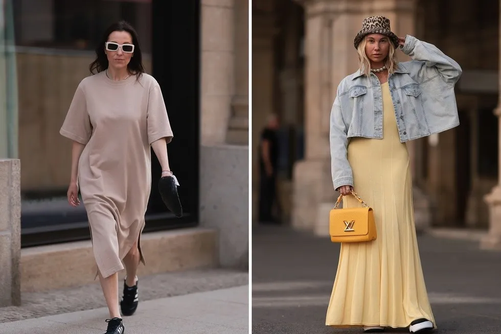 Stylizacje sukienek na co dzień z butami i dodatkami