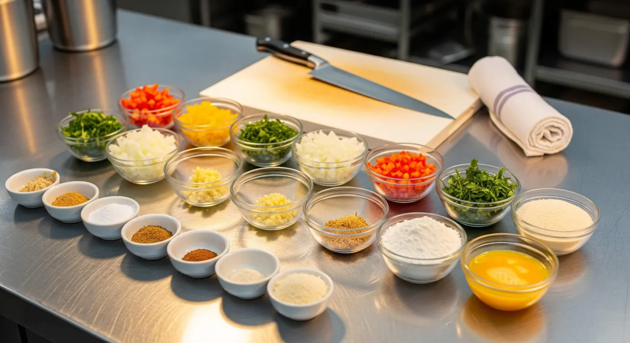 kuchnia zorganizowana mise en place, podstawowe składniki w spiżarni