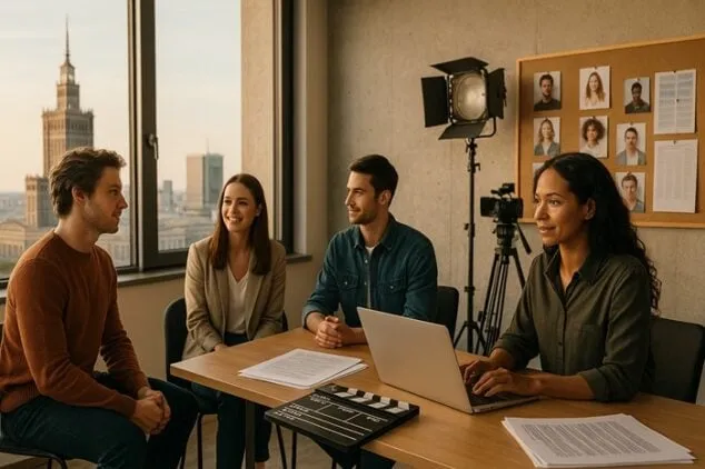 agent filmowy rozmawiający z aktorem, negocjacje kontraktu