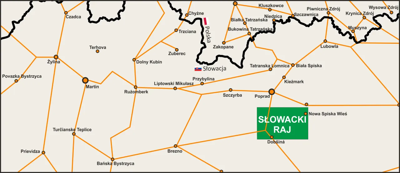 Mapa szlak&oacute;w Słowacki Raj por&oacute;wnanie