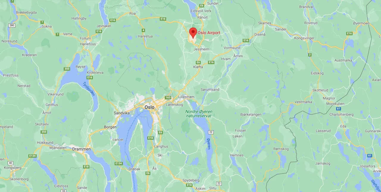 lotniska oslo mapa dojazd