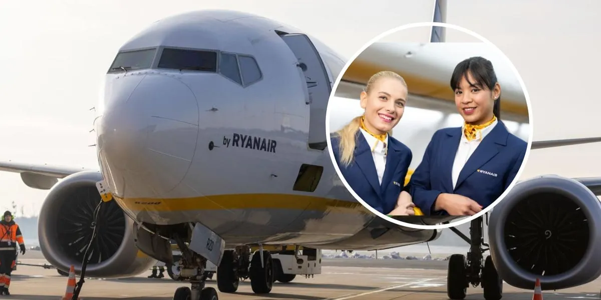 stewardessa Ryanair na pokładzie samolotu