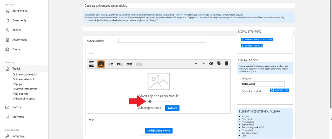 Przykład szablonu HTML Allegro