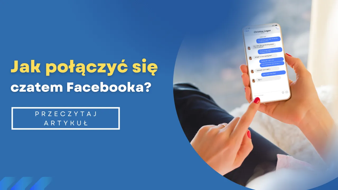 Jak skontaktować się z Facebookiem przez czat? Kobieta trzyma telefon z otwartą konwersacją na Messengerze.