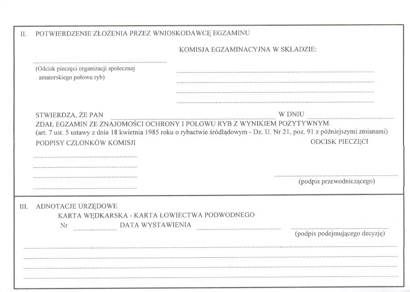 dokumenty wniosek karta wędkarska