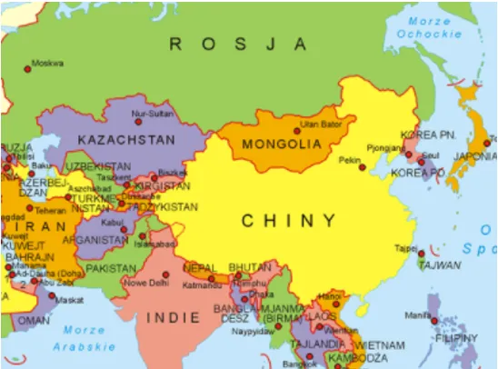 mapa polityczna chin sąsiedzi