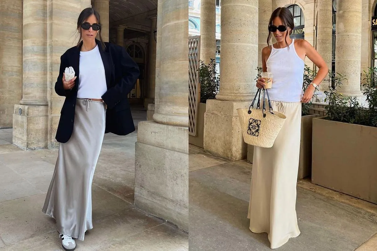 satynowa spódnica stylizacja na wesele