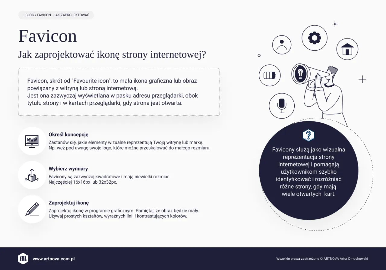 Jak dodać ikonę strony html? Poradnik o projektowaniu favicon, małych ikon reprezentujących witrynę w pasku adresu przeglądarki.