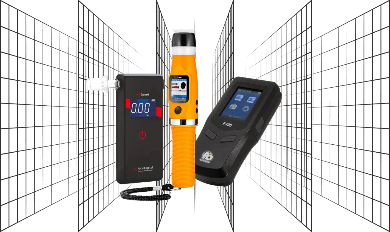 różne typy alkomatów lub proces kalibracji