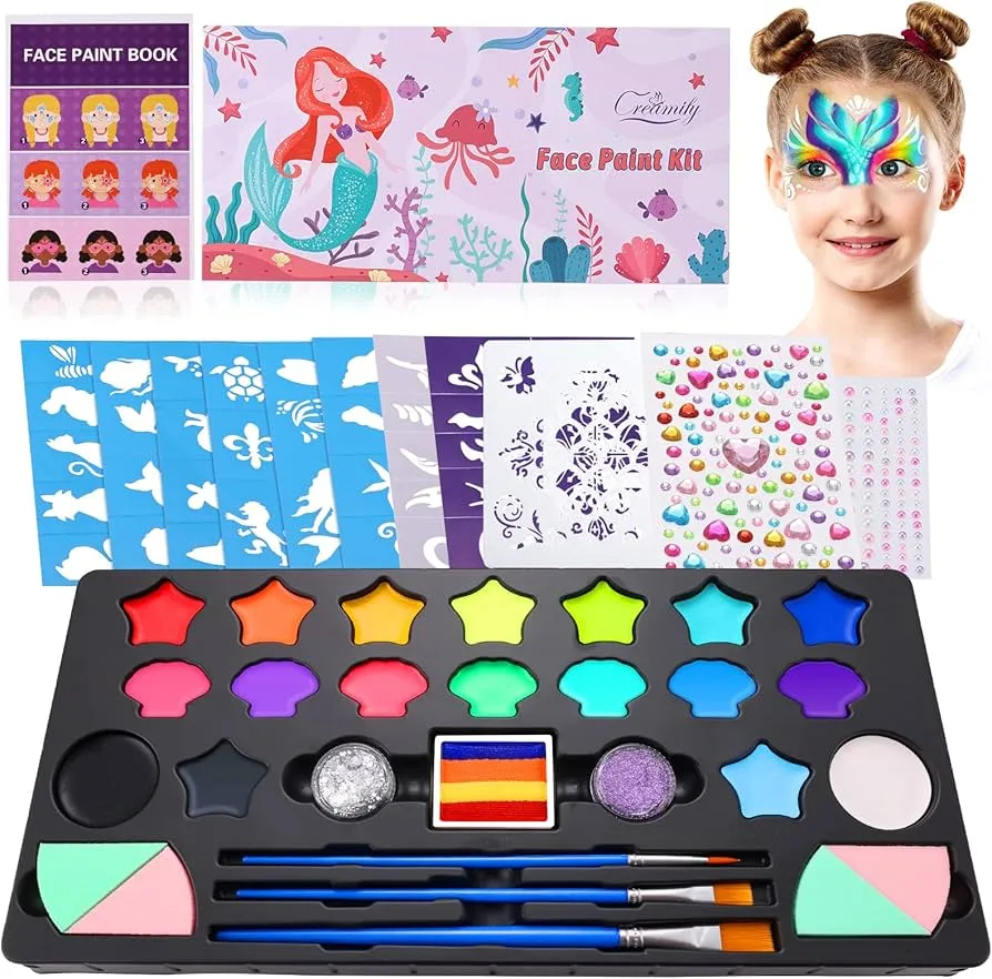 Kinderschminken Ausr&uuml;stung Pinsel Schw&auml;mme Farben