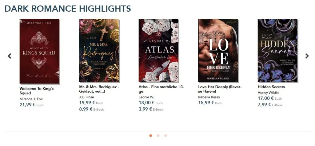 verschiedene Buchgenres Bestseller