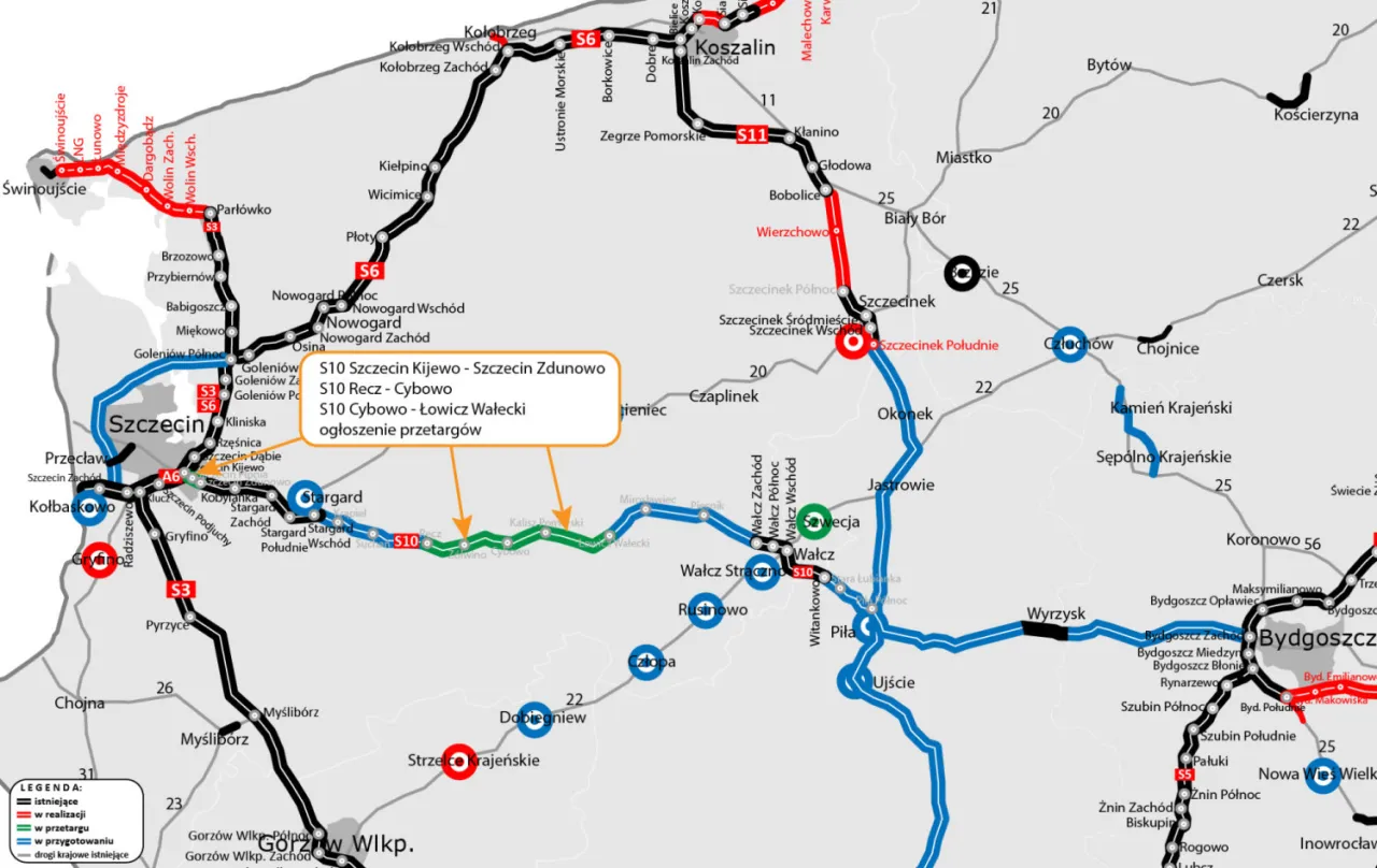 Mapa trasy Szczecin Warszawa samochodem