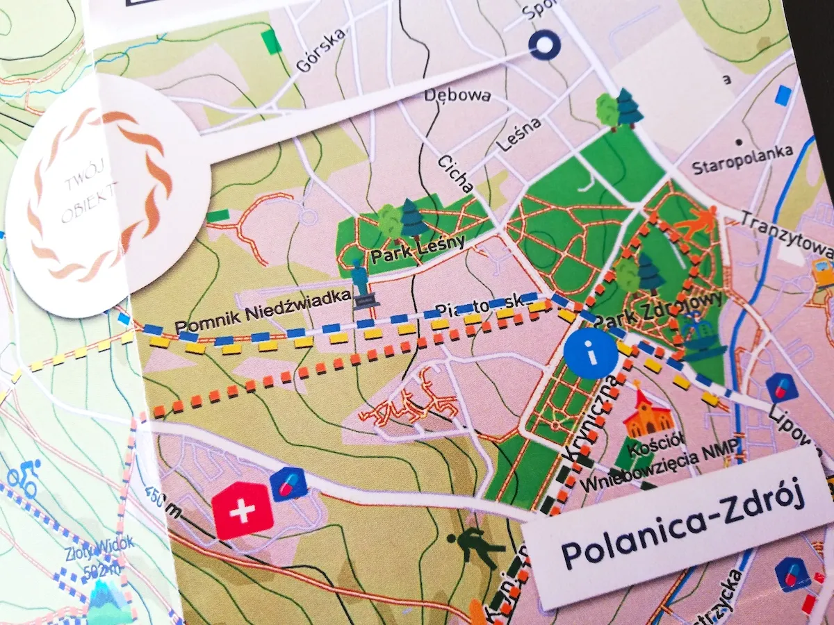 Mapa szlak&oacute;w turystycznych Polanica-Zdr&oacute;j