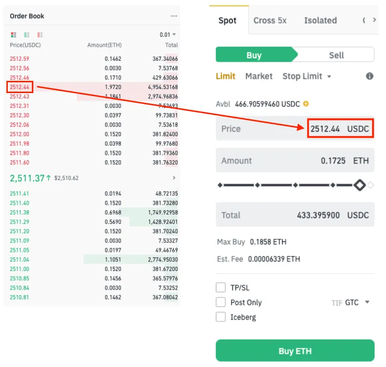 księga zleceń kryptowalut przykład