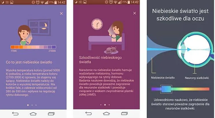 filtr światła niebieskiego instrukcja android ios