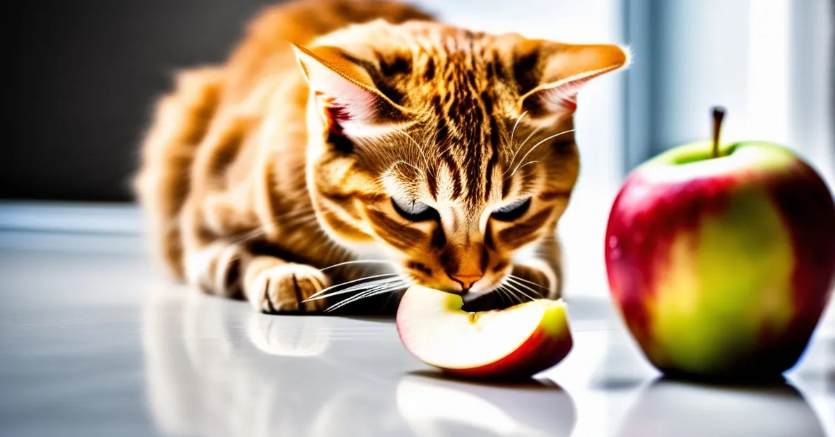 Przygotowanie jabłka dla kota pokrojone kawałki bez gniazda nasiennego