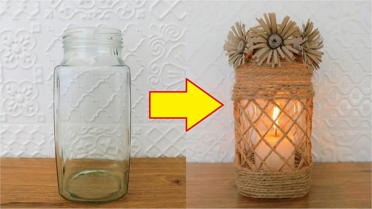 lampion ze słoika jutowego DIY, podkładki jutowe krok po kroku
