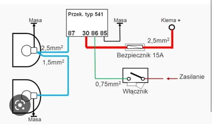 Schemat montażu lamp LED w ciągniku