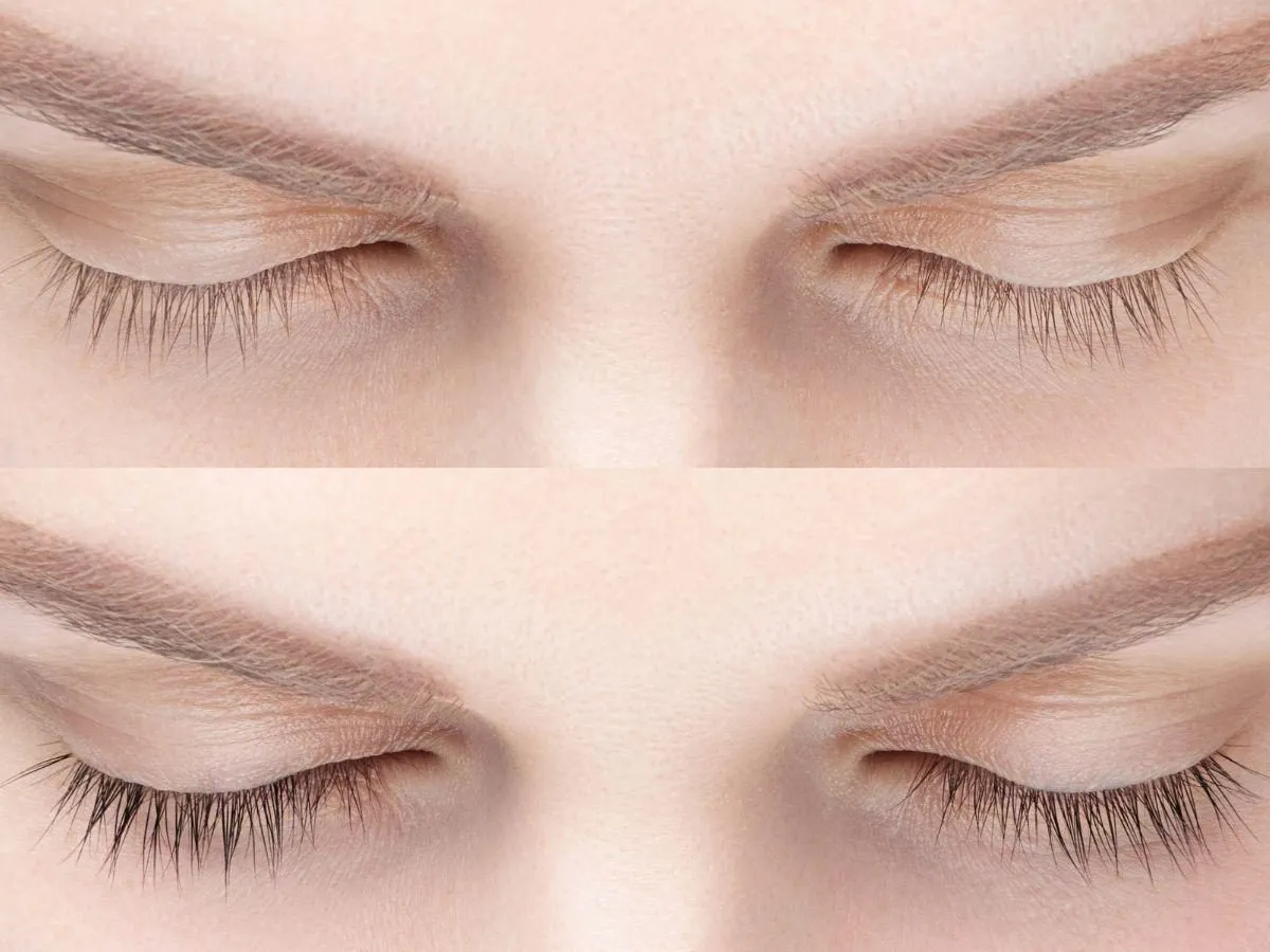 kobieta nakładająca hennę rzęs w domu