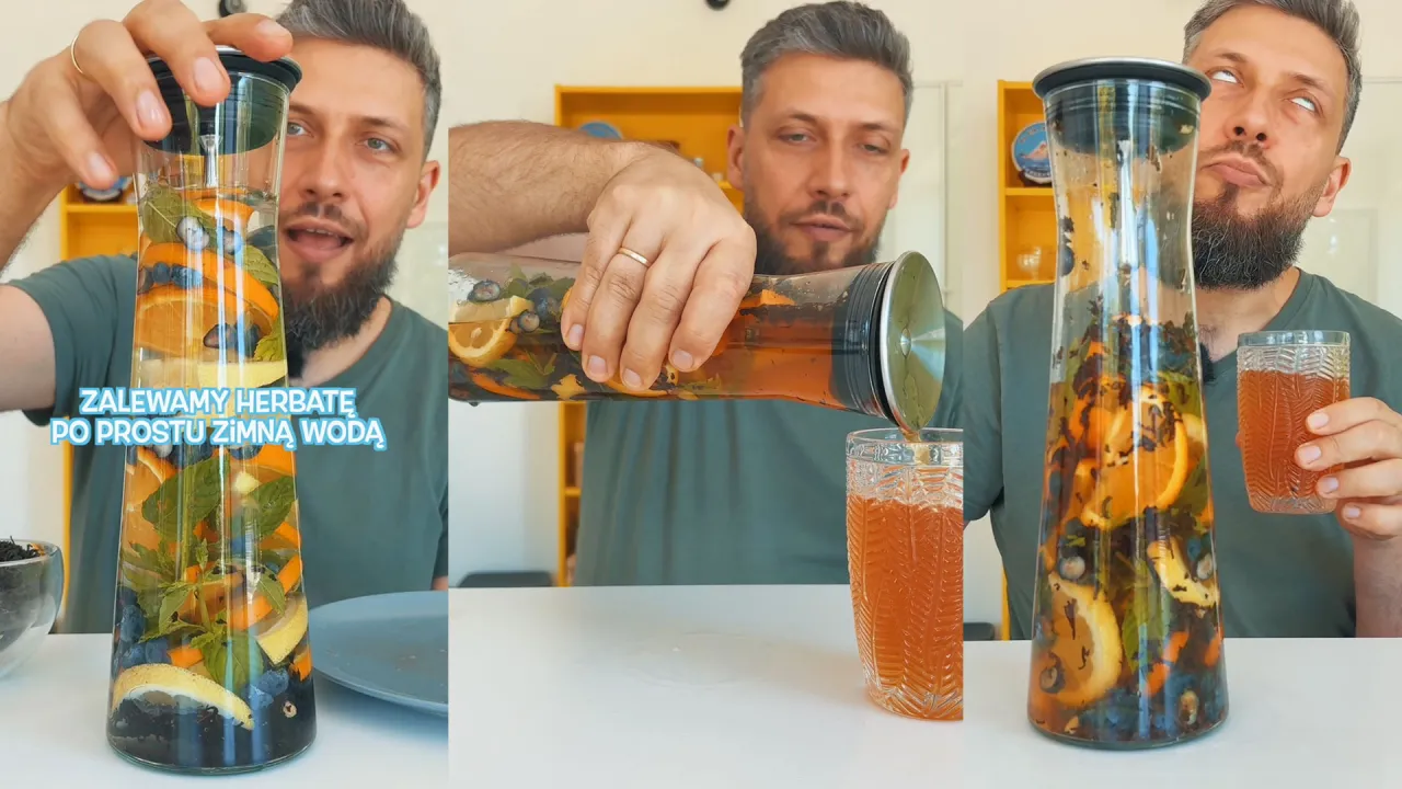 cold brew tea z owocami i ziołami