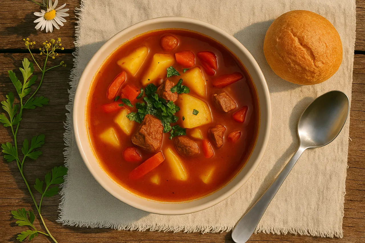 apetyczna zupa gulaszowa w misce