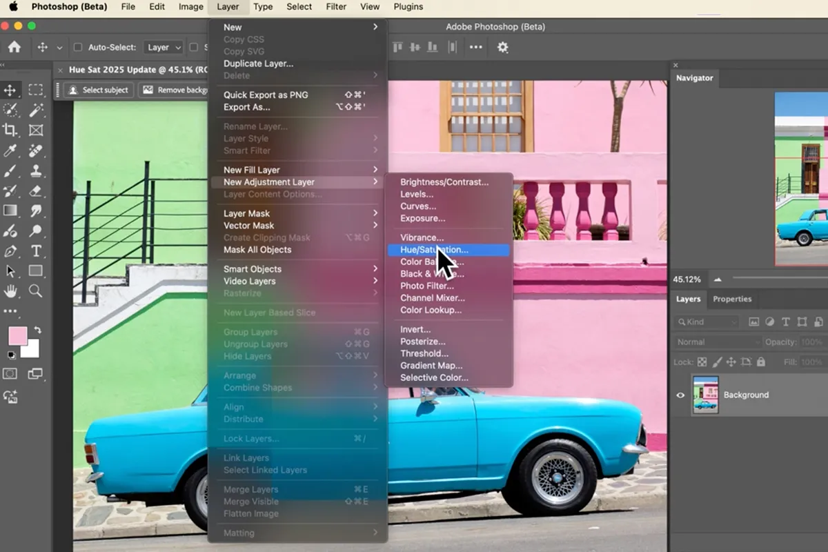 Warstwa dopasowania Barwa/Nasycenie Photoshop, Hue/Saturation adjustment layer