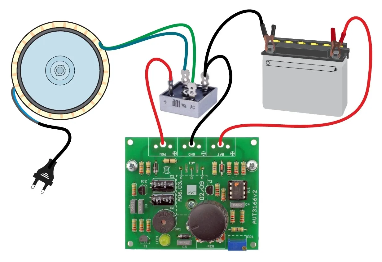 podłączanie prostownika samochodowego schemat