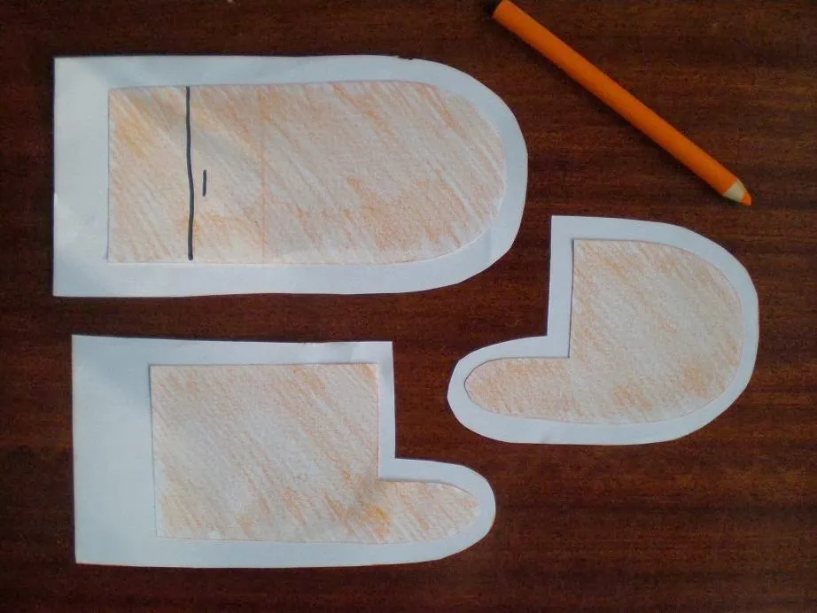 wykrój rękawiczek z palcami na materiale