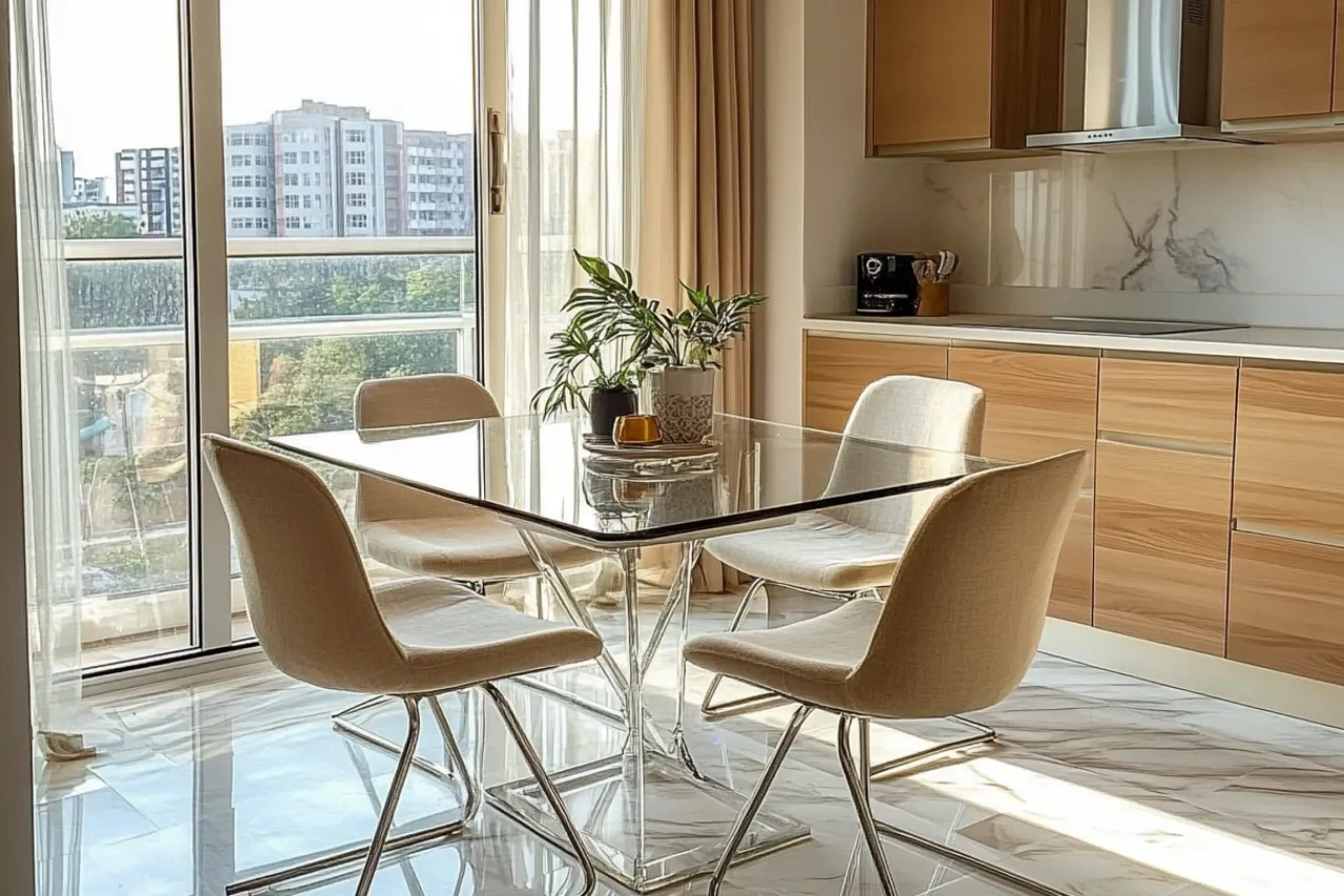 krzesła do szklanego stołu różne style aranżacje