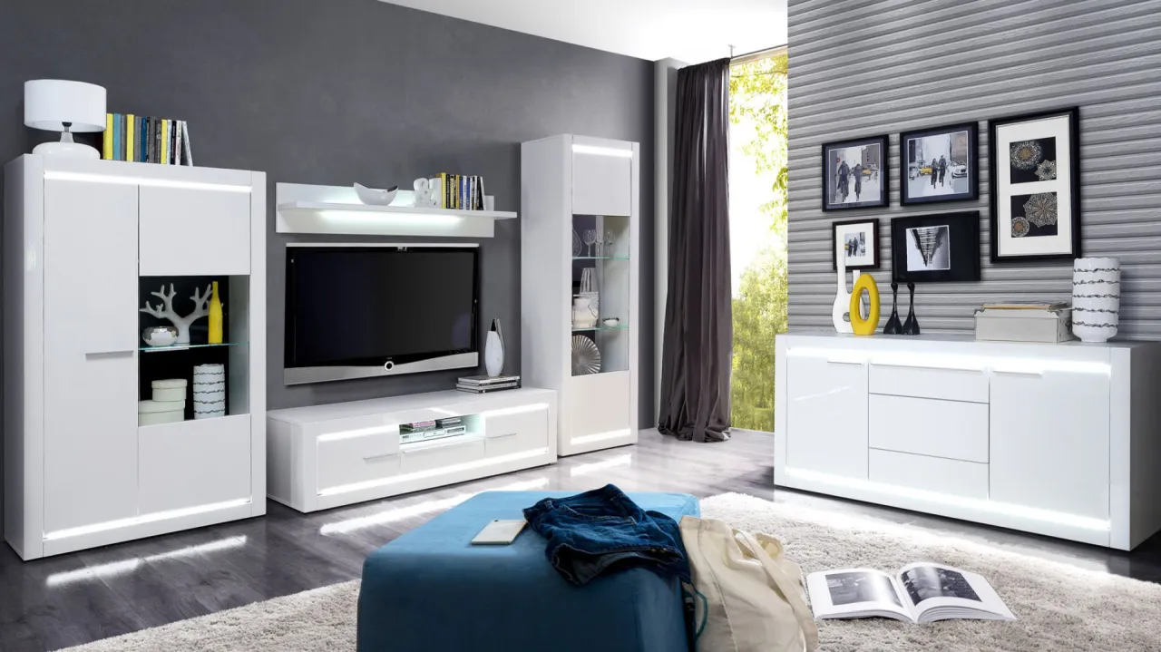 inspiracje salon białe meble r&oacute;żne style