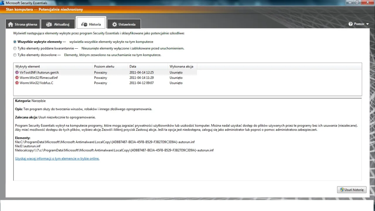 Zdjęcie Problemy z aktualizacją definicji wirusów w Microsoft Security Essentials