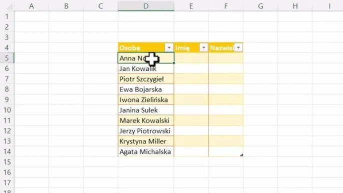 Zdjęcie Jak w Excelu łatwo rozdzielić imię i nazwisko bez zbędnych problemów