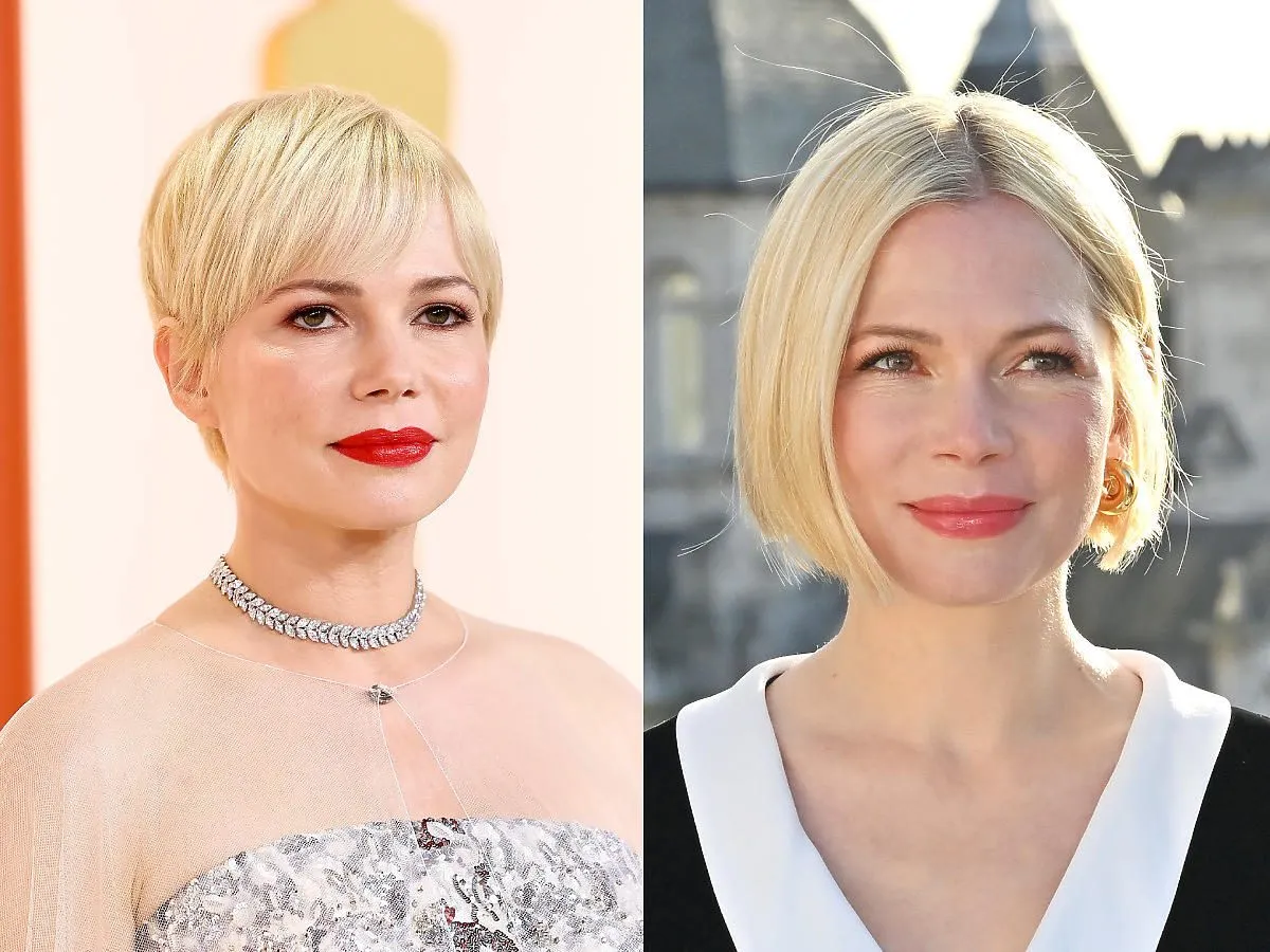 Michelle Williams w krótkim bobie i pixie cut. Która fryzura wyszczupla twarz?