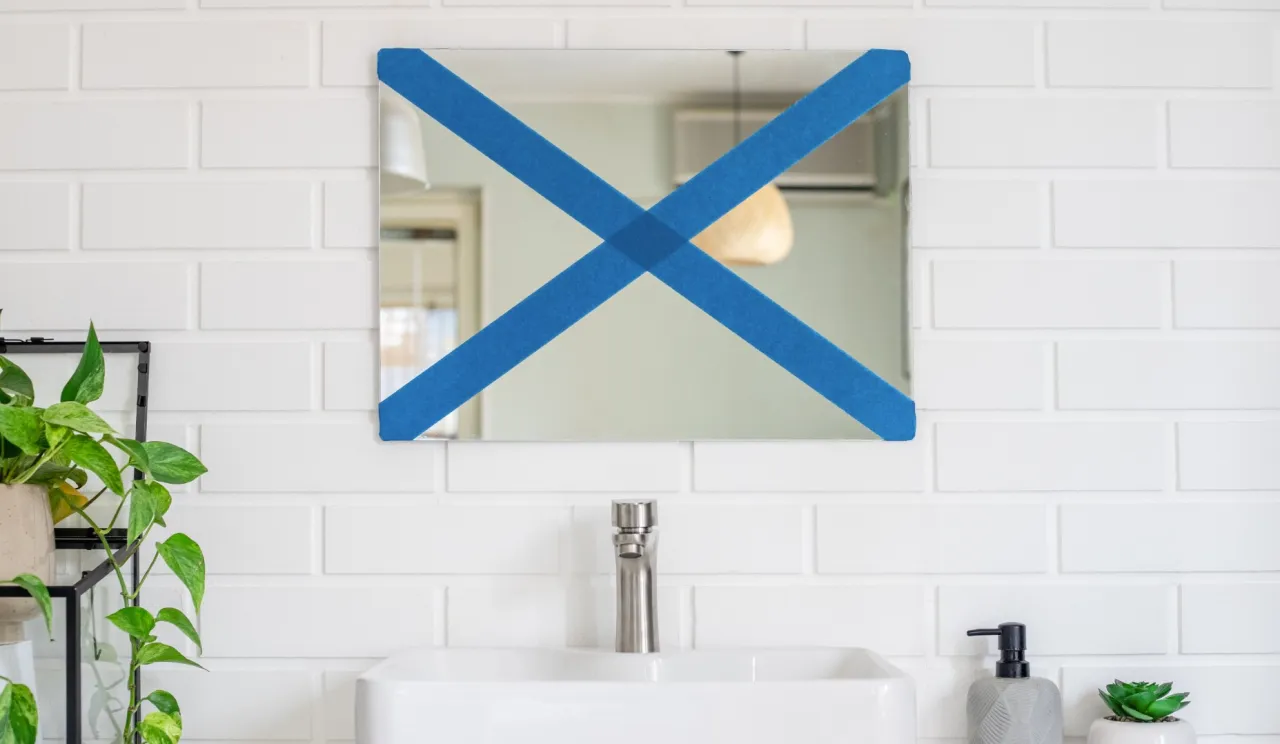 odklejanie lustra żyłką