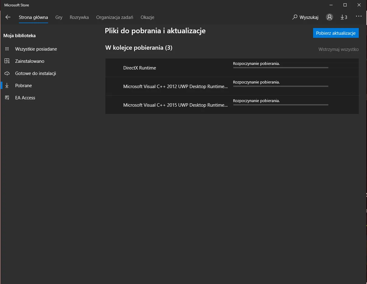 microsoft store biblioteka pobierz aktualizacje