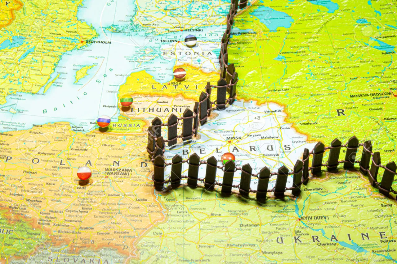 Mapa Łotwy z granicą Rosji i Białorusi