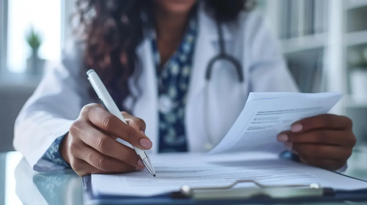 Lekarz wyjaśniający pacjentowi ważność skierowania na badania laboratoryjne